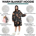 thumbnail image 5 of Wearable Oversized Blanket,Halloween Dancing Skeletons and Pumpkins Pattern Wearable Blanket Hoodie for Adults,Cozy Hooded Blankets with Super Pockets,Super Warm Fuzzy Pullover for Women & Men, 5 of 6