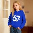 thumbnail image 2 of Tiweut Kids 67 Hoodie 6 7 Meme Six Seven Days of School Hooded Sweatshirt Funny 6 7 Number Printed Long Sleeve Pullover Tops,Blue,9-10 Y, 2 of 6