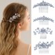 thumbnail image 3 of Tocado de novia, vestido de novia, peine, joyería de nicho para mujer, accesorios para el cabello versátiles, peine para el cabello con flores de circonita, 3 of 5
