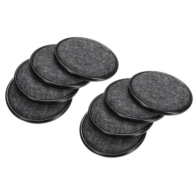 Unique Bargains Patins pour Meubles, 8 Pcs 1 8/9 Pieds - Patins Ronds en Feutre, Réutilisables pour Tapis (Noir)