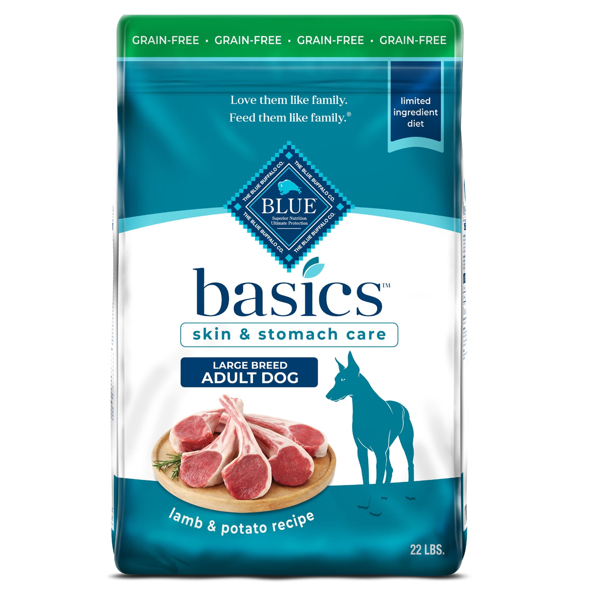 Blue Buffalo Basics Large Breed Dry Dog Food, Lamb & Potato Chicken Free, 22lb Bag