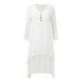 thumbnail image 4 of for Women 2025 Ladies Two Large Swing Linen Loose Long Sleeved Linen Skirt Knit Dress Casual Long Sleeve Short Dress Shirt Sleeve Womens Dresses for Work Casual Women White 3XL, 4 of 7