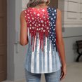 thumbnail image 5 of 4th Of July Outfits for Women Usa Flag Print Scoop Neck Botton Down Sleeveless Tunics Patriotic Comfy Summer Casual Wear Shirts,S,#01 Sky Blue, 5 of 5