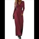 thumbnail image 3 of Vestido Elegante de Otoño 2025 para Mujer, con Escote en V Profundo, Larga y Abertura, para Boda, Noche, Graduación, Fiesta Rojo Vino M, 3 of 9