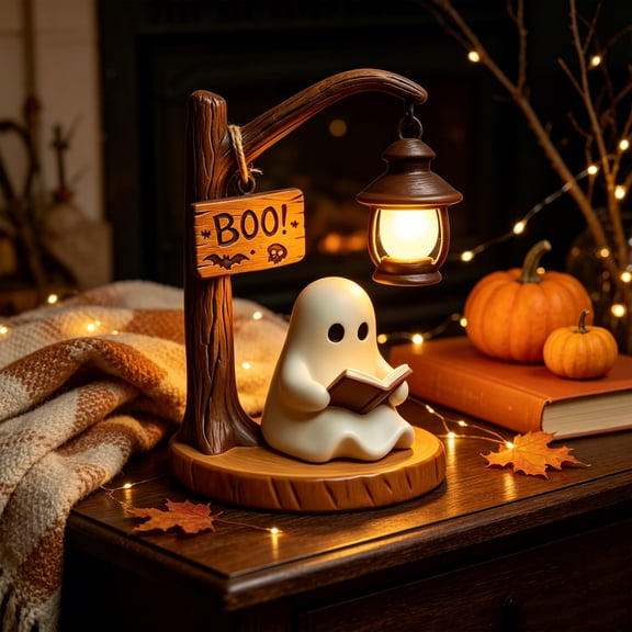 Tryvkinvive Halloween Ghost Reading Lantern - Cute Ghost Reading Book Lamp, Halloween Lamp Cute 3D LED Night Light, Ideal for desks, mantels, Party Decor, Halloween Decorations Indoor (1 pcs)