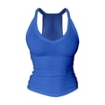 thumbnail image 5 of DondPO Womens Tank Tops,Lady V Neck Racer Back Tank Top For Women Padded Ribbed Long Tank Fitted Basic Tops,Halter Tops for Women,Womens Loose Tank Tops Clearance！ Blue S Clearance！, 5 of 5