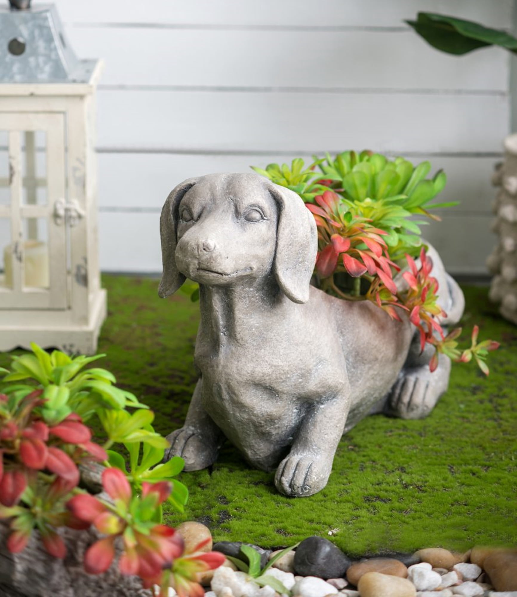 CC Home Furnishings Dachshund Dog Outdoor Garden Planter - Gray