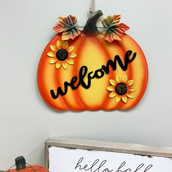 Metal Pumpkin Decorations Flat Pumpkins Fall Harvest Thanksgiving Decor