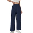 thumbnail image 2 of LEBONYARD Pajama Pants,Women Fashion Solid Casual Elastic Waist Pocket Trousers Sport Pants Navy M, 2 of 5
