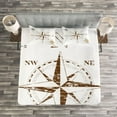 thumbnail image 3 of Ambesonne Compass Quilted Bedspread Set 3 Pcs, Faded Windrose Sailing, Queen Size, White Brown, 3 of 3