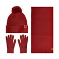 thumbnail image 1 of Red Winter Three Piece Set For Women Hat Scarf Gloves Double Velvet Padded Wool Material Free Size Red Hand Wash Cold Water, 1 of 6