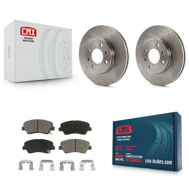 CMX Front Disc Brake Rotors and Ceramic Pads Kit for Car Hyundai Accent Kia Rio K8C-100276