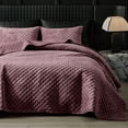 thumbnail image 3 of Say Yes Bedding Zera Octagon 100% Velvet Coverlet with Pillocase Purple , King Size, 3 of 4