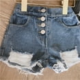thumbnail image 5 of KAUOD Girls Ripped Raw Trim Shorts High Waist Distressed Jean Shorts, Kids Toddler Stretch Denim Short with Pockets, 5 of 6