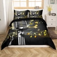 thumbnail image 1 of Erosebridal Musical Notes Comforter Cover King, 3D Microphone Bedding Sets King Size, Reversible 3 Pieces, (No Comforter), 1 of 6