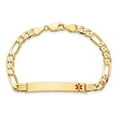 thumbnail image 5 of Auriga Fine Jewelry 14K Yellow Gold Red Enamel Flat Figaro Link Id Bracelet 8 inch for Women (L - 8inch, W - 6.5mm), 5 of 6