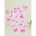 thumbnail image 3 of Suealasg Baby Girls Valentine One Piece Clothes 3 6 12 18 Months Newborn Spring Romper Long Sleeve Baseball Cherry Bow Print Jumpsuits Headband, 3 of 7