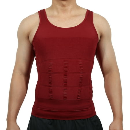 

Unique Bargains Men Body Slimming Tummy Shaper Control Underwear Stretch Shapewear Waist Girdle Shirt Nylon XL Red
