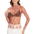 thumbnail image 2 of Liacowi See Through Long Sleeve Tops for Women Sheer Mesh Tops Floral Lace Loose T-Shirts Clubwear, 2 of 6