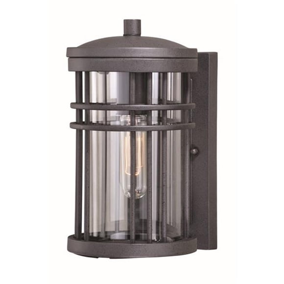 Vaxcel International T0306 60W 10 in. Wrightwood Outdoor Wall Light Vintage Black, Clear Glass