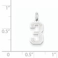 thumbnail image 2 of Sterling Silver Rhodium-plated Small Satin Number 3 Charm QPS03 (19mm x 7mm), 2 of 2