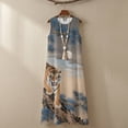thumbnail image 4 of Xoenoiee Tiger Pine Tree Moon Cloud Print Womens Casual Cotton Linen Sleeveless Round Neck Maxi Dress with Pockets, Breathable Summer Beach Vacation Boho Sundress 2026 Trendy Outfits, S, 4 of 7