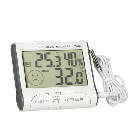 Temperature Humidity LCD Digital Thermometer Hygrometer Meter w/ Wired External Sensor