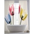 thumbnail image 5 of Colorful Tulips Sheer Curtains 96 Inches Long 2 Panels Blue Red Yellow Floral Light Filtering Semi Sheer Window Curtains Drapes for Bedroom Living Room 52"x96", 5 of 7