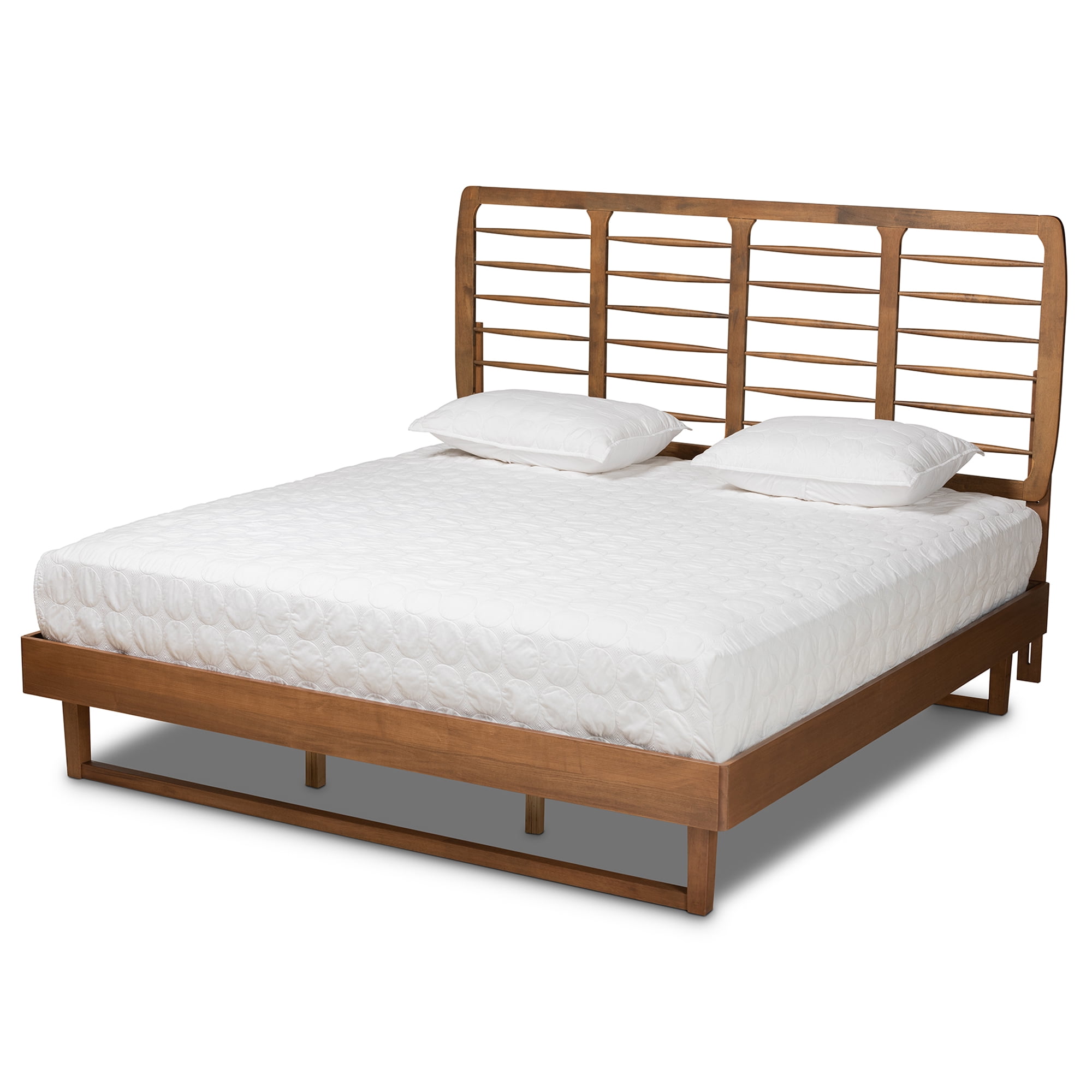 Baxton Studio Lucie Contemporary/Modern Engineered Wood Textured Platform Bed, King, Walnut Brown