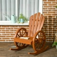 thumbnail image 6 of YYAo Rocking Bistro Chairs, Outdoor Rocker Chairs,Wooden Rocking Chair, Outdoor Rocking Chair with Wagon Wheel Armrest for Porch, Poolside, and Garden, Carbonized, 6 of 14
