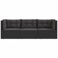 thumbnail image 2 of vidaXL 3 Piece Garden Lounge Set with Cushions Black Poly Rattan, 2 of 5