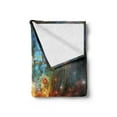 thumbnail image 2 of Outer Space Soft Flannel Fleece Blanket, Princess Nebula Gas Expanse Outer Space Universe Matters in Astral Zone, Cozy Plush for Indoor and Outdoor Use, 50" x 60", Navy Orange Teal, by Ambesonne, 2 of 5