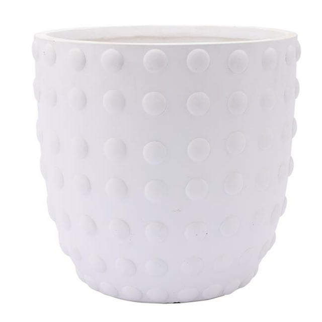 Luxen Home WHPL1571 MgO Dotted Round Planter, White
