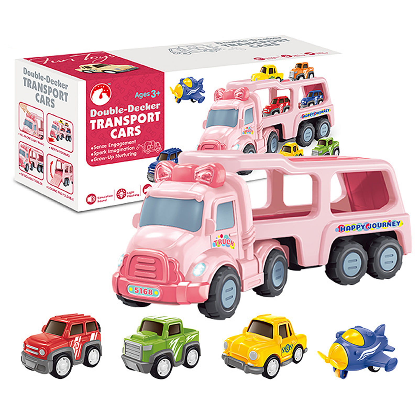 Fire Truck Toy for Boys with Light and Sound,Metal Paw Patrol Fire Rescue Truck Pull Back Toy Car for Kids 3 4 5 6 7 Year Old Fire Truck 