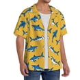 thumbnail image 2 of Susaid Shark Print Print Men's Polo Shirts Button Down Short Sleeve Casual Summer Beach Vintage Shirts for Men-Large, 2 of 5