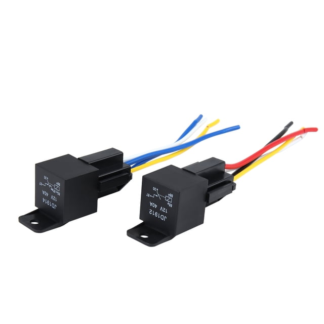 Unique Bargains DC 12V 40A SPST Auto Car Relay 4 Pin 4 Wires with Harness Socket Plug Black 2pcs