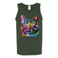 thumbnail image 3 of Cute Cat | Dean Russo Art Animal Lover Mens Tank Top, Forest Green, Small, 3 of 6