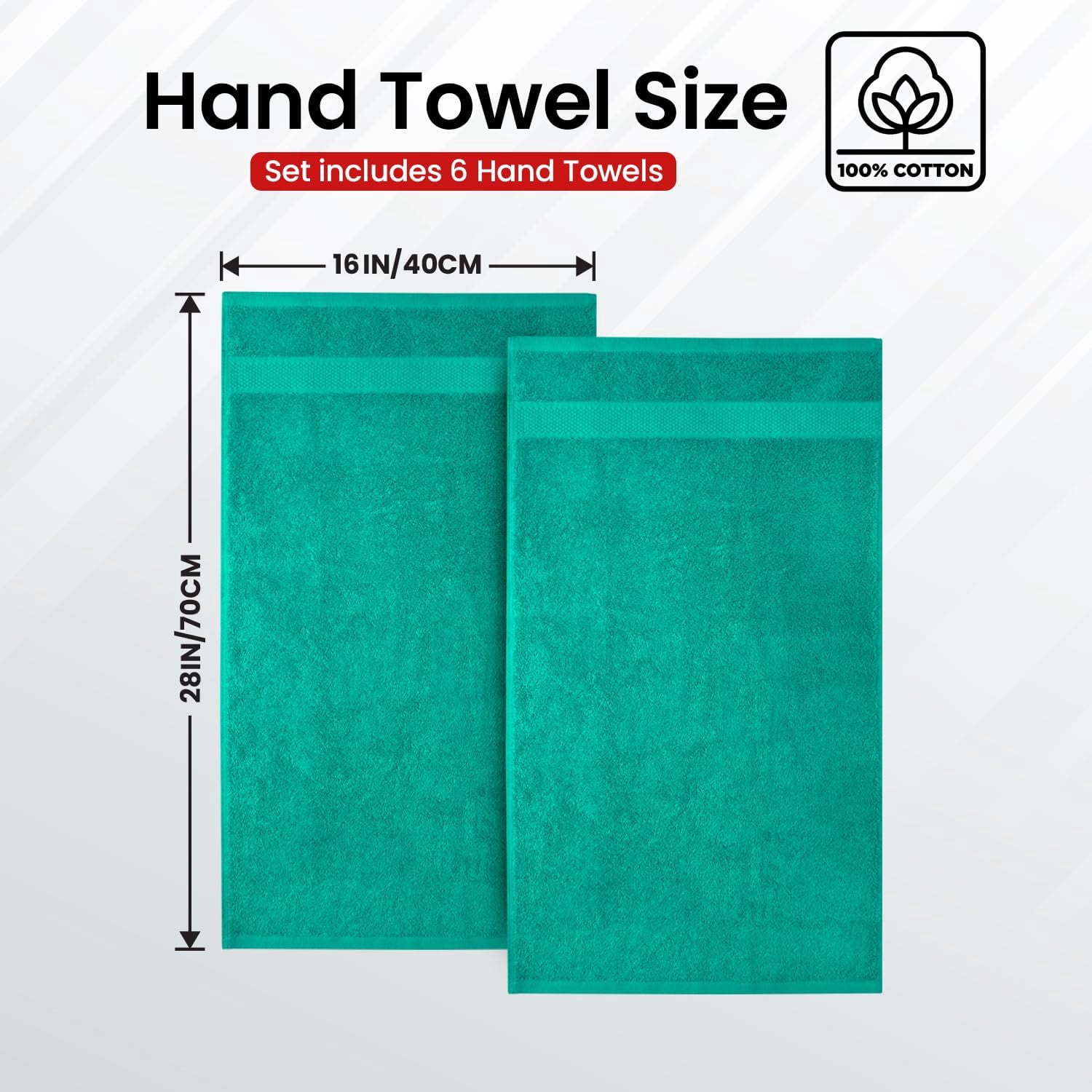 Infinitee Xclusives Premium Hand Towels - 100% Cotton - Green Hand Towles | 16x28 Inch | Pack of 6