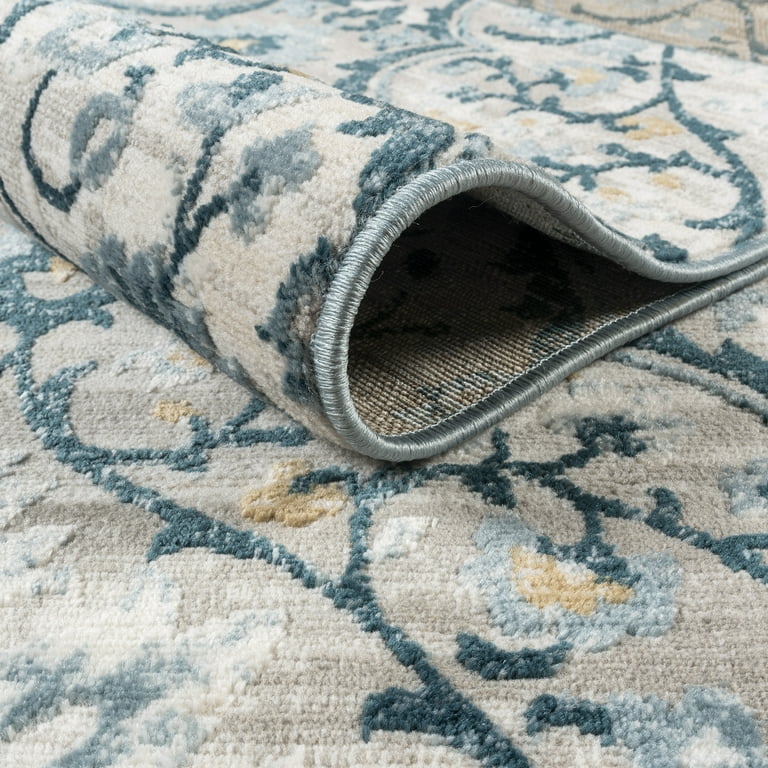 Gertmenian Quattro Tunny Transitional Moroccan Gray/Aqua/Navy Area