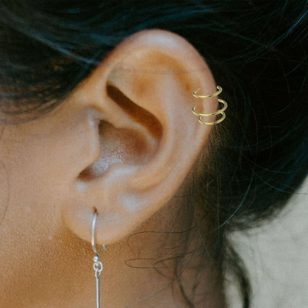 ④Bicolor Ear Cuff Ring【＃Casual】 （Multi） Luxtrada 12-Piece Earring Multiple Set: No-Piercing Ear Cuff