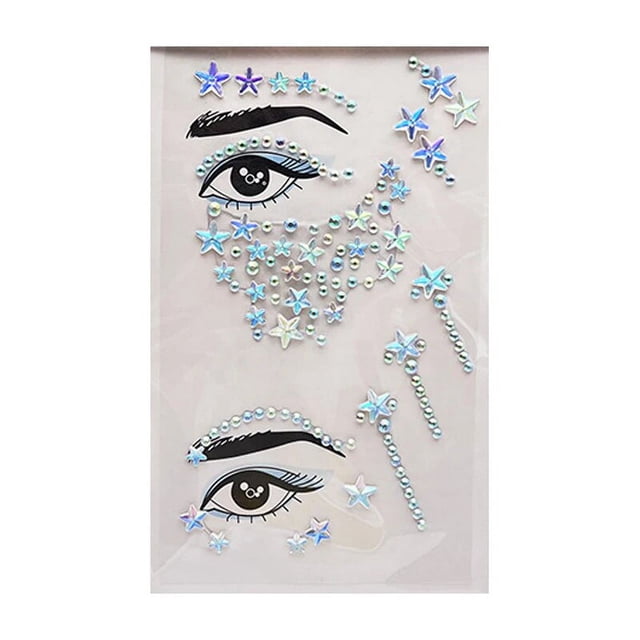 Pegatinas de tatuajes faciales con taladro brillante, para decoración de pegatina 3D Festival, Fiesta, Carnaval, escenario, actuación, maquillaje, clavícula facial