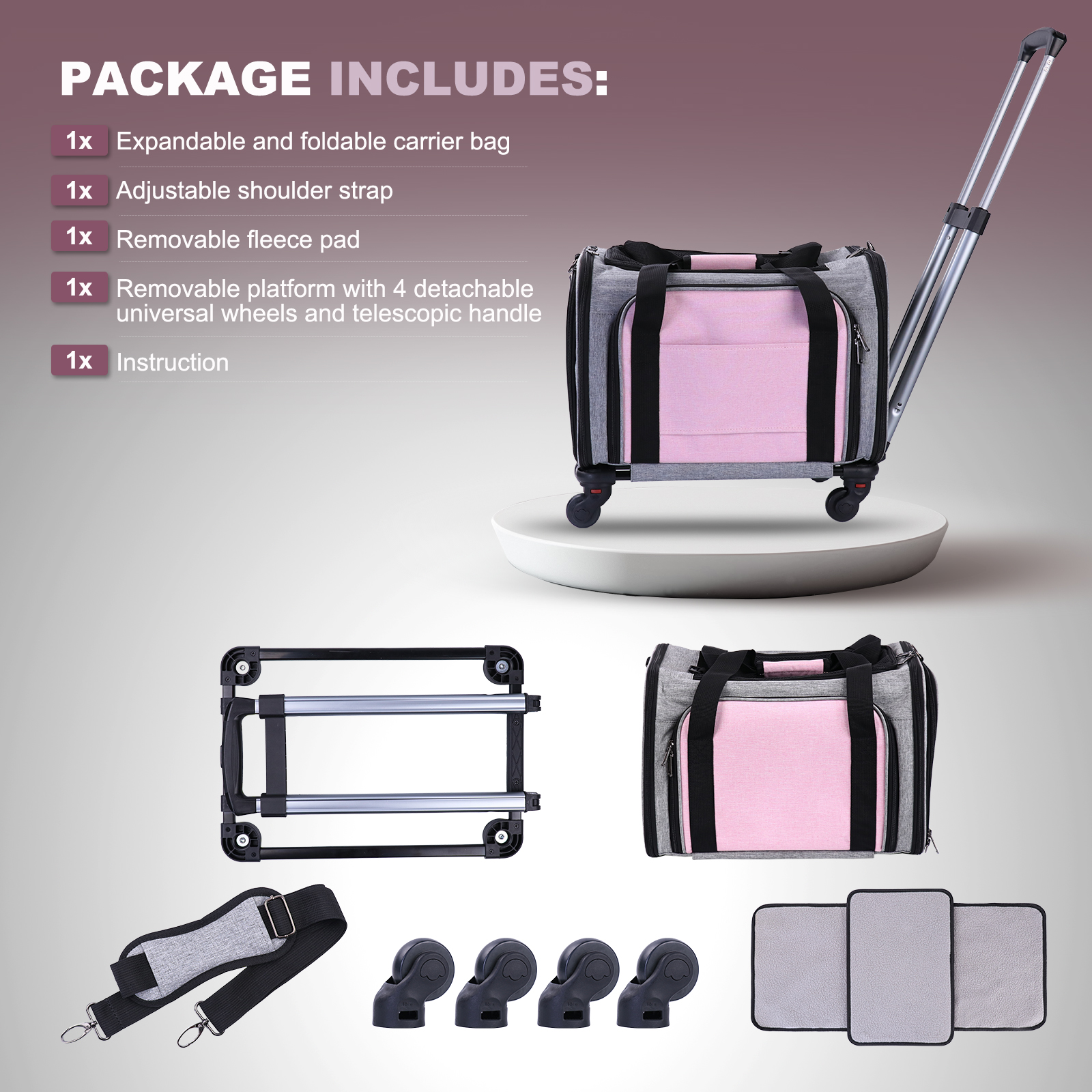 BEBANG Rolling Pet Carrier with Wheels, Airline Approved photo 5