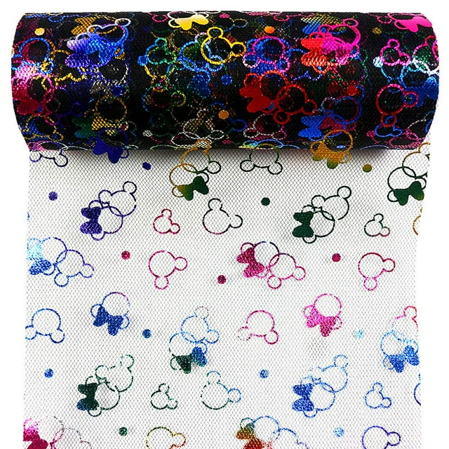 Rollos de tul con purpurina de dibujos animados de Yuanchuan, 15 cm x 9 m (9 m), color negro