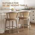 thumbnail image 4 of Dayalane 26" Modern Farmhouse Swivel Bar Stools Set of 4, Linen Upholstered Counter Height Barstools with Rattan Barrel Cane Back, Boho White Washed Oak Wooden Island Chairs for Kitchen Pub, Beige, 4 of 14