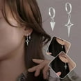 thumbnail image 3 of Fashion Men Women Metal Hoop Cross Drop Dangle Ear Studs Party Earrings I9J1, 3 of 5