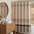 thumbnail image 5 of REGALWOVEN Boho Striped Shower Curtain Sets with 12 Hooks, Faux Linen Look Fabric for Bathroom Grey 71"W x 71"L, 5 of 5