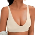thumbnail image 6 of Women's Plus Size Solid Color Bra, Daily Bra, Everyday Underwear, Wireless Adjustable Buckle Breathable Comfort Bra, Women's | TruBelle,Beige M, 6 of 7