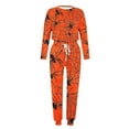 thumbnail image 5 of VBTAPA Happy Halloween Sweatsuit for Women 2 Piece Sets Cute Ghost Print Pullover Sweatshirt and Drawstring Elastic Waist Jogging Sweatpants Matching Outfits Dark Orange M, 5 of 6
