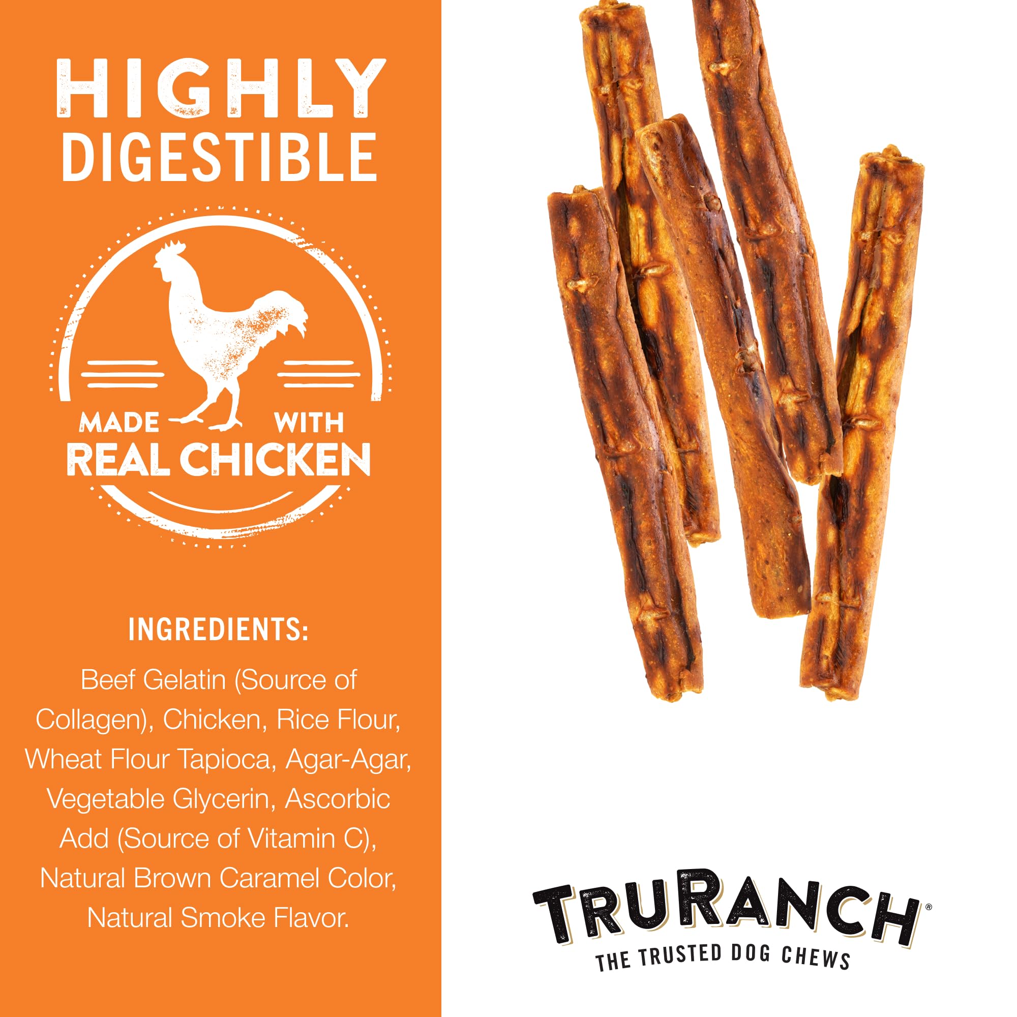 (5 pack) TRURANCH All-Natural Rawhide Alternative Dog Treats, Large Roll 3 Pack