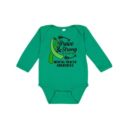 

Inktastic Mental Health Awareness Brave and Strong with Arrows Gift Baby Boy or Baby Girl Long Sleeve Bodysuit